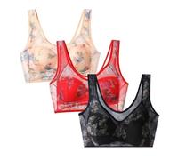 Genérico Ice Silk Lace Cooling Comfort Bra Lace Buttonless Comfortable Bra Seamless Wireless Push up Bras (H,XXL)