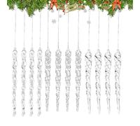 Genérico Icicle Ornaments for Christmas Tree - 12 Pieces Acrylic Icicle Drop Ornaments | Acrylic Christmas Tree Ornament | Teardrop Pendant Garland Clear Decor for Winter Indoor Home Window Wall