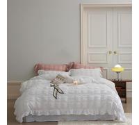 Genérico Icy Seersucker Summer Cool Quilt Lace 4-Piece Set, with Sheets & Pillowcase, Washable, Cooling Comforter Soft Breathable, Soft & Breathable Summer Cooling Comforter (White)