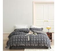 Genérico Icy Seersucker Summer Cool Quilt Lace 4-Piece Set, with Sheets & Pillowcase, Washable, Cooling Comforter Soft Breathable, Soft & Breathable Summer Cooling Comforter (Gray)