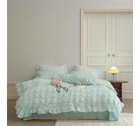 Genérico Icy Seersucker Summer Cool Quilt Lace 4-Piece Set, with Sheets & Pillowcase, Washable, Cooling Comforter Soft Breathable, Soft & Breathable Summer Cooling Comforter (Light Green)