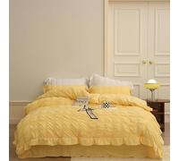 Genérico Icy Seersucker Summer Cool Quilt Lace 4-Piece Set, with Sheets & Pillowcase, Washable, Cooling Comforter Soft Breathable, Soft & Breathable Summer Cooling Comforter (Bright Yellow)