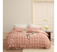 Genérico Icy Seersucker Summer Cool Quilt Lace 4-Piece Set, with Sheets & Pillowcase, Washable, Cooling Comforter Soft Breathable, Soft & Breathable Summer Cooling Comforter (Lotus Pink)