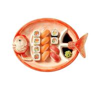 Genérico Ideal for Social Gatherings: This cute ceramic plates comes with an eye-catching fish skeleton shape realistic head tail details, instantly adds fun striking visual appeal to your dining
