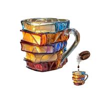 Genérico Iiipu Bookhaven Mug, Novelty 3D Painted Book Coffee Mug, Librarians and Literature Lovers, Stained Glass Cup, for Readers and Book Lover (Style A)