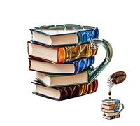 Genérico Iiipu Bookhaven Mug, Novelty 3D Painted Book Coffee Mug, Librarians and Literature Lovers, Stained Glass Cup, for Readers and Book Lover (Style C)