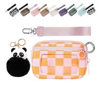 Genérico Il Iris 'Portafoglio di 2a Generazione, 5,5 × 3,5 "Custodia per Carte con Cerniera con Finestra ID, Il Iris' Pouch Braccialetto (Griglia Rosa,5,5 * 3,5 pollici)