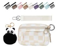 Genérico Il Iris 'Portafoglio di 2a Generazione, 5,5 × 3,5 "Custodia per Carte con Cerniera con Finestra ID, Il Iris' Pouch Braccialetto (Griglia Albicocca,5,5 * 3,5 pollici)