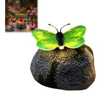 Genérico Illuminated Butterfly Stone Garden Light, Outdoor Solar Butterfly Glowing Landscape Rock, LED Waterproof Resin Decorative Lights for Patio Yard Lawn Pathway Porch Gifts