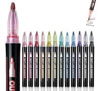 Genérico Illuminateupon/Neattidyly Marker Pen for Highlight, Outline Metallic Markers Pen for Highlight, Double Line Outline Markers Pens, For Drawing and Scribbling (12 colors)