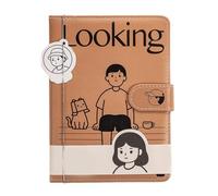 Genérico Illustration Lined Grid Color Page Cartoon Style Diary, Magnetic Closure Journal For Notes Drawing, Cute Sketchbook