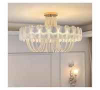Genérico Iluminación Colgante, French Retro Living Room Ceiling Lamp Light Luxury Romantic Pearl Master Bedroom Atmospheric Designer Glass(Change,Dia80cm H45cm)