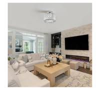 Genérico Iluminación Colgante, Modern Crystal Aisle Lamps Luxury Round Room Dining Canteen Lights Balcony Ceiling Light(Silver)