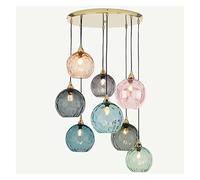 Genérico Iluminación Colgante, Nordic Modern Minimalist Coloured Water Pattern Glass Sphere Pendant Light Bedrooms Creative Dining Rooms and Bars(X-8heads)