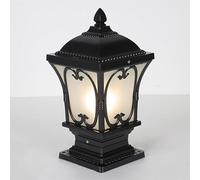 Genérico Iluminación de poste exterior con luces de columna de aluminio y vidrio esmerilado, farol de pilar for césped, camino y puerta delantera o trasera.(Black,Small)