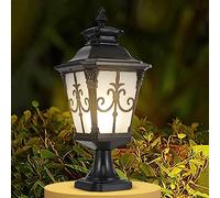 Genérico Iluminación de valla con poste luz vidrio esmerilado base montaje en muelle, farola for jardín, patio y camino(Black,Height:20.5inch/52cm)