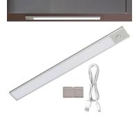 Generico Iluminación para debajo del armario - Luz con sensor de movimiento recargable de 20 cm | LED bajo encimera - Aluminio PVC | Inducción automática | Armario, cocina, cómoda, bar