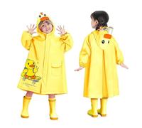 Generico Impermeable para niño, capa impermeable con capucha de dibujos animados 3D impermeable niña mono portátil capa niño 3-10 años impermeable largo, 01 Amarillo01, 5-6 Years
