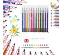 Genérico Implementarch Pens, Gettoreach Glitter Gel Pen Set, 8/12/18/24/36/48 Iridescent Glitters Gel Ink Pens Set, Fun GlitterPens for Adult Coloring Books Drawing (12PCS)