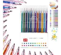 Genérico Implementarch Pens, Gettoreach Glitter Gel Pen Set, 8/12/18/24/36/48 Iridescent Glitters Gel Ink Pens Set, Fun GlitterPens for Adult Coloring Books Drawing (24PCS)