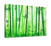 Genérico Impresión sobre lienzo Anime Cuadro Decoracion Pared Pintura 100x70cm Verde Bosque de Bambú Plantas - Carteles Arte para Salón, Dormitorio, Cocina, Oficina