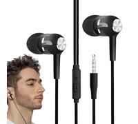 Genérico In-Ear Headphones, Wired Earphones with Microphone, 120cm/3.94 Feet 3.5mm Jack Noise Cancelling Design, 1 Pair Black for Workout School Studio Recording Travel Music Thermoplastic Elastomer