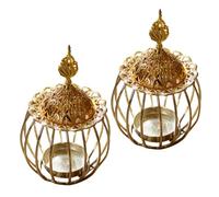 Genérico Incensario Juego de 2 Piezas Dorado de Lujo de Metal Diseño Árabe Estilo Tallado Estético para Decoración de Escritorio y Sauna