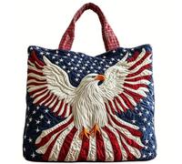 Genérico Independence Day Tote Bag with National Flag, Floral American Flag Print Quilted Handbags, Women Patchwork Shoulder Bags