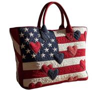 Genérico Independence Day Tote Bag with National Flag, Floral American Flag Print Quilted Handbags, Women Patchwork Shoulder Bags