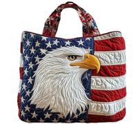 Genérico Independence Day Tote Bag with National Flag, Floral American Flag Print Quilted Handbags, Women Patchwork Shoulder Bags