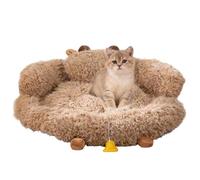 Genérico Indoor Cat Bed Tunnel, Warm Kitten Sleeping House Nest, 27.5-Inch Plush Cat Cave with Non-Slip Oxford Base, PP Cotton Filled Pet Bed For Home, Outdoor, Travel, Winter, Bedroom, Balcony