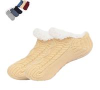Genérico Indoor Non-slip Thermal Socks,Winter Warm Home Sock V-Mouth Fluffy Winter Indoor Thermal Socks,Thick Indoor Non-Slip Thermal Hoses for Men Women (yellow,M)
