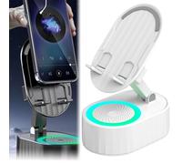Genérico Induction Bracket Speaker, 5 In 1 Cell Phone Stand with Induction Speaker Power Bank Atmosphere Light, 360° Foldable Induction Speaker, Wireless Induction Bluetooth Speaker (White)