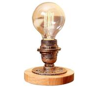 Genérico Industrial Nightstand Lighting Solid Wood Base Lights Reading Water Pipe Table Lamp for Nursery, Kid Room, Living Room