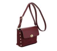 Genérico Inès DELAURE Bandolera Bimateriales Mujer, Lie de Vino, 26 x 18 x 7 cm, efecto gamuza con tachuelas doradas