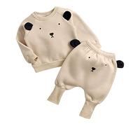 Genérico Infant Toddler Kids Newborn Baby Boys Girls Manga larga Cute Cartoon Animals Sudadera Blusa Tops Pantalones cálidos Pantalones Outfit Set 2PCS Ropa Casual Joggers (Khaki, 2-3 Years)