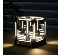 Genérico Infinite Space Abyss Lamp, 4D Infinity Mirror Hypercube LED Light, USB-C Rechargeable Mood Night Lights, with Three-Level Touch Dimming, for Gaming Table, Futuristic Room Décor (White)