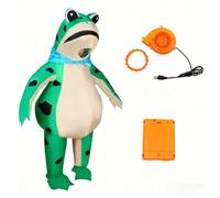 Genérico Inflatable Frog Costume for Adults & Kids Body Blow Up Frog Jumpsuit with Air Pump Halloween Cosplay Party Costume (GREEN,M)