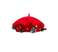 Genérico Inglés Hombre Lindo Navidad Beret Cap With Decoration Shiny Wool Artist Hats Hechicero Hombre (RD1, M)
