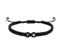 Genérico Initial Bracelet For Men - 15+5cm 26 Letters Heart Design Black White Drawstring Cord Bracelet | Simple Versatile Stylish Couple Rope Bracelets | Adjustable Unisex Friendship Bracelets