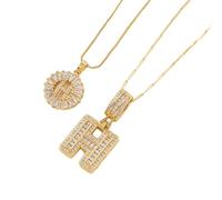 Genérico Initial Letter Pendant Necklaces,Letters Necklaces Gifts for Women,Two Initial Name Alphabet A-Z Letter Gift(Gold,K)