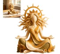 Genérico Inner Harmony Sculptural Figurine, Crescent Moon Meditation Statue, Handmade Resin Goddess Sculpture with Nature Branch Details for Zen Homes or Yoga Room Decor