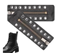 Genérico Insertos Cremallera Botas - Cuero PU 15.9x5.5cm 2 Piezas | Ojales Cremallera Botas | Cordones Sin Atar para Correr, Senderismo, Calzado Fácil, Ajuste Rápido y Uso Diario Cómodo