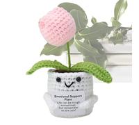 Genérico Inspirational Support Plant, Lightweight Positive Crochet Flower Doll, Soft Knitted Motivational Plush, Uplifting Decor Gift, Perfect for Men Women Home and Workplace