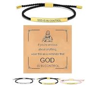 Genérico Inspire Bracelet “God is in control”, God Is in Control Bracelet, Stainless Steel Adjustable Christian Faith Handmade Letter Braided Bracelets, Engraving Gifts Jewelry (Gold)