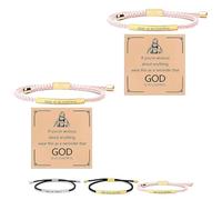 Genérico Inspire Bracelet “God is in control”, God Is in Control Bracelet, Stainless Steel Adjustable Christian Faith Handmade Letter Braided Bracelets, Engraving Gifts Jewelry (2pcs Pink)