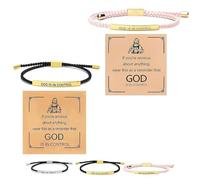 Genérico Inspire Bracelet “God is in control”, God Is in Control Bracelet, Stainless Steel Adjustable Christian Faith Handmade Letter Braided Bracelets, Engraving Gifts Jewelry (Gold+Pink)