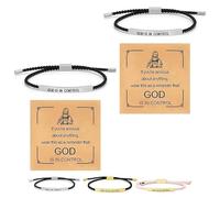 Genérico Inspire Bracelet “God is in control”, God Is in Control Bracelet, Stainless Steel Adjustable Christian Faith Handmade Letter Braided Bracelets, Engraving Gifts Jewelry (2pcs Silver)