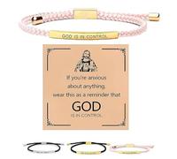 Genérico Inspire Bracelet “God is in control”, God Is in Control Bracelet, Stainless Steel Adjustable Christian Faith Handmade Letter Braided Bracelets, Engraving Gifts Jewelry (Pink)