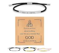 Genérico Inspire Bracelet “God is in control”, God Is in Control Bracelet, Stainless Steel Adjustable Christian Faith Handmade Letter Braided Bracelets, Engraving Gifts Jewelry (Silver)